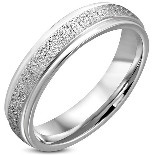 5mm | Stainless Steel Sandblasted Comfort Fit Flat Band Wedding Band Ring