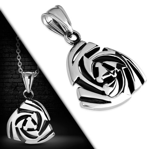 Stainless Steel 2-tone Cut-out Geometric Spiral Pendant