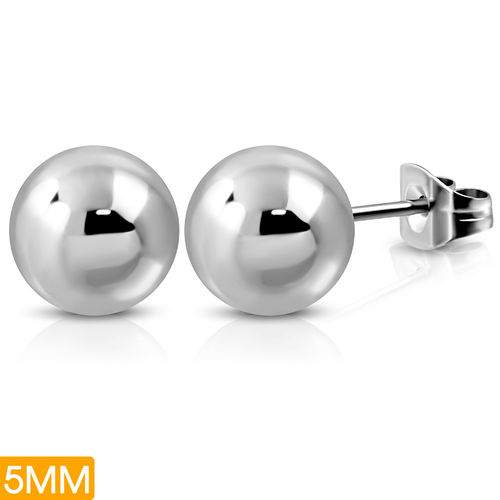 5mm | Stainless Steel Ball Circle Stud Earrings (pair)
