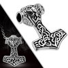Stainless Steel 2-tone Celtic Knot Thors Hammer Biker Pendant