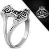 Stainless Steel 2-tone Celtic Knot Thors Hammer Biker Ring