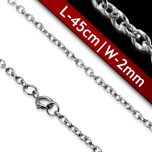 L-45cm W-2mm | Stainless Steel Lobster Claw Clasp Twisted Circle Link Chain