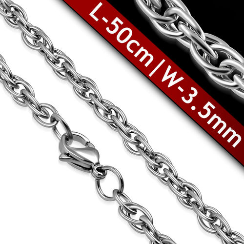 L-50cm W-3.5mm | Stainless Steel Lobster Claw Clasp Elliptical Link Chain