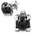 Stainless Steel 2-Tone Dragon Hand Ball Stud Earrings W/ Black Onyx (Pair)