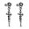 Stainless Steel 2-Tone Flower Shield Sword Cross Long Drop Biker Stud Earrings W/ Clear CZ (Pair)