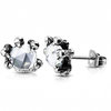 Stainless Steel Dragon Hand Crystal Ball Stud Earrings w/ Clear CZ  (pair)