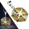 Stainless Steel 2-Tone Spider Web Circle Charm Pendant