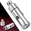 Stainless Steel W/ Glass Memorial Ashes Urn Pill Case Cylinder Pendant