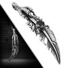 Stainless Steel 2-Tone Dragon Claw Bird Feather Invisible Bail Biker Pendant W/ Jet Black CZ