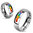 Centered String of Rainbow Color Gems Band Ring Stainless Steel