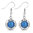 Torus Long Drop Dangle Hook Earring W/ Roung Cabochon Royal Blue Cats Eyes Stone (Pair)